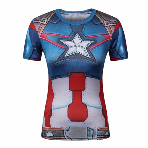 Captain America Women's Compression T Shirt - DC Marvel World
